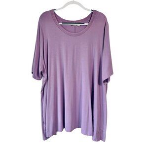 LOGO Lori Goldstein Sandra Top 5X Purple Tunic T Shirt Short Sleeve Pockets